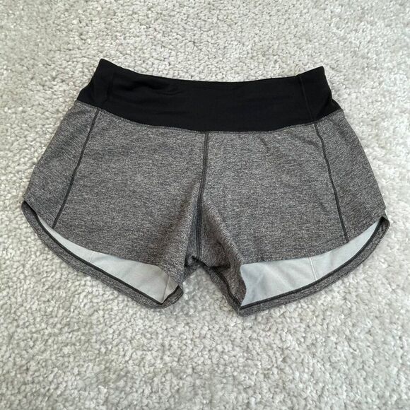 Lululemon Speed Up High Rise Shorts Heather Lux Black Gray Womens 4 - Picture 2 of 11
